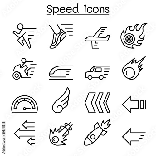 Speed icon set in thin line style