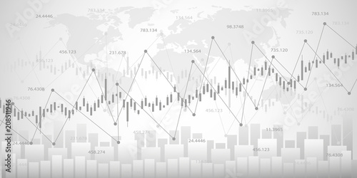 Business candle stick graph chart of stock market investment trading. Trend of graph. Vector illustration