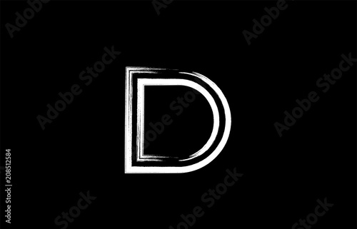 grunge black and white alphabet letter d logo icon design