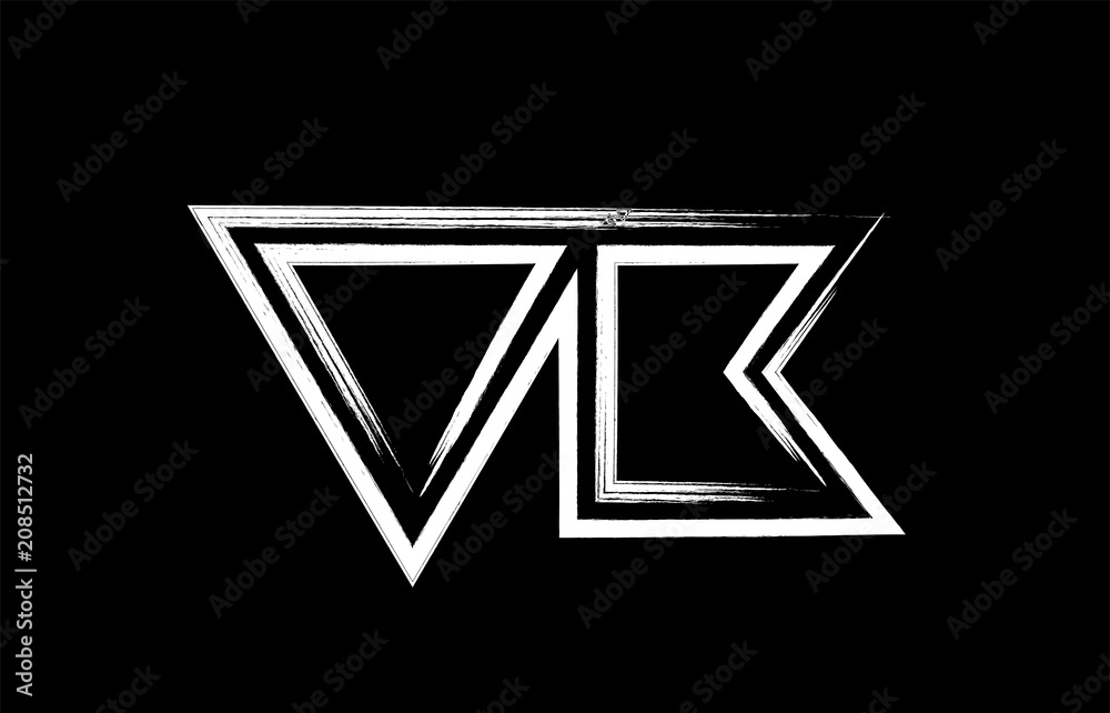grunge black and white alphabet letter combination vk v k logo icon ...