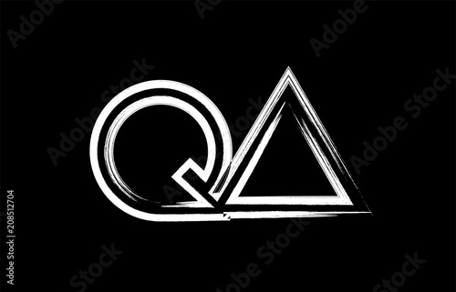 grunge black and white alphabet letter combination qa q a logo icon design