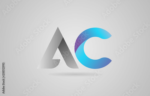grey blue alphabet letter ac a c logo icon design