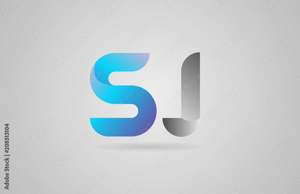 grey blue alphabet letter sj s j logo icon design