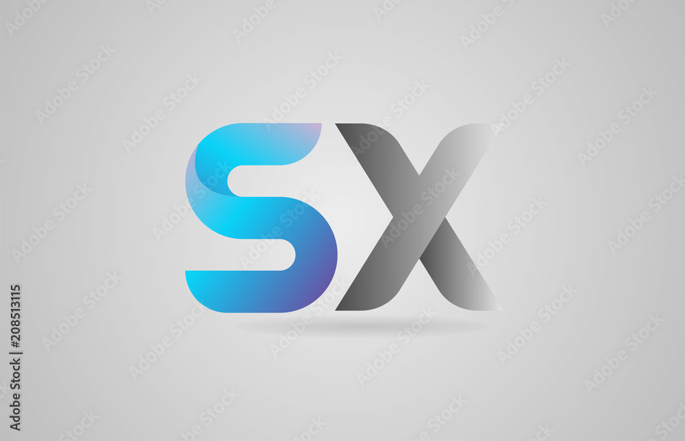 grey blue alphabet letter sx s x logo icon design grey blue alphabet letter sx s x logo icon design