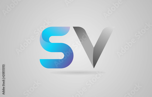 Free Download grey blue alphabet letter sv s v logo icon design - GFXLoad