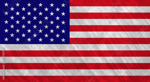 Flag of the USA. Grunge halftone texture. Vector illustration.