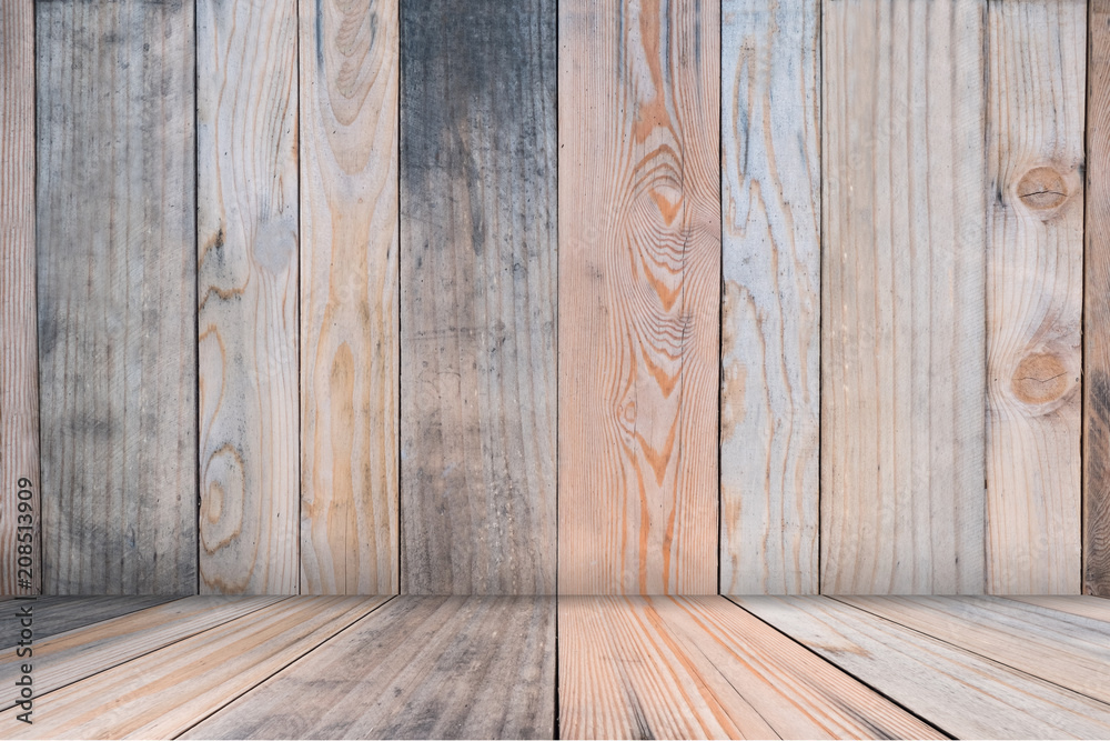 Naklejka premium Empty wooden of brown abstract background, mock up for template and presentation your product