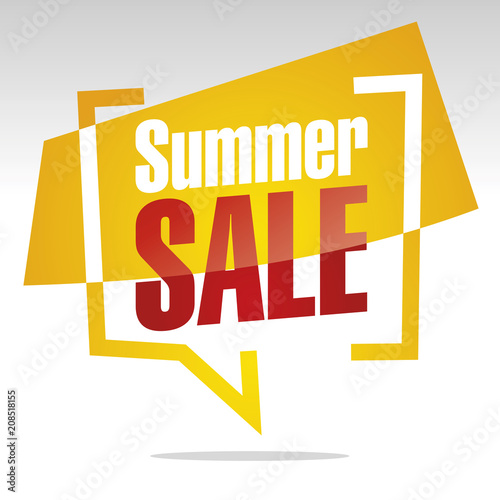 Summer sale in brackets yellow white red isolated sticker icon