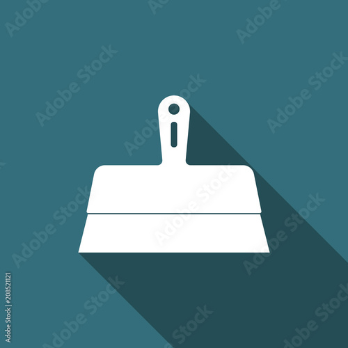 Putty knife icon isolated with long shadow. Spatula repair tool. Spackling or paint instruments. Flat design. Vector Illustration