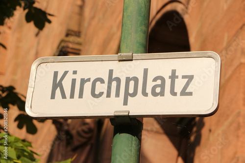 Namensschild am Kirchplatz in Oberkirch im Schwarzwald photo