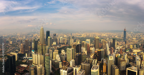 Panoramic aerial view of the Kuala Lumpur skyline