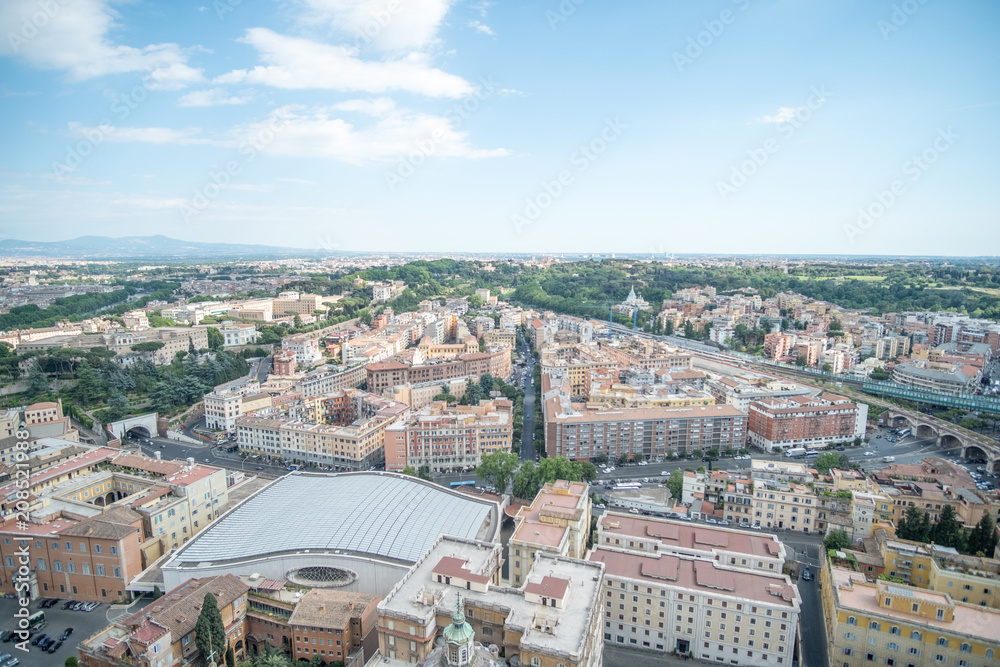 Aerial view of Vatican City, taken from St. Peter's Basilica, near Rome, Italy