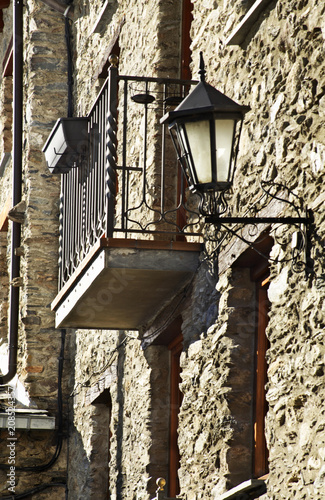 Fragment of building in Les Bons village near Encamp. Andorra