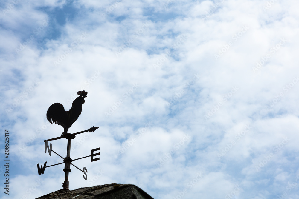 Weather Vane Silhouette against cloudy sky Weather Vane Silhouette against cloudy sky