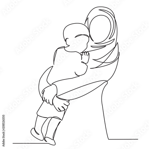 a Muslim woman with a baby in her arms