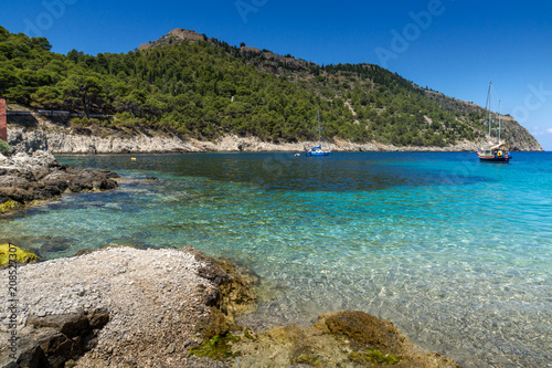 Amazing Seascape of beach of Assos village and beautiful sea bay, Kefalonia, Ionian islands, Greece