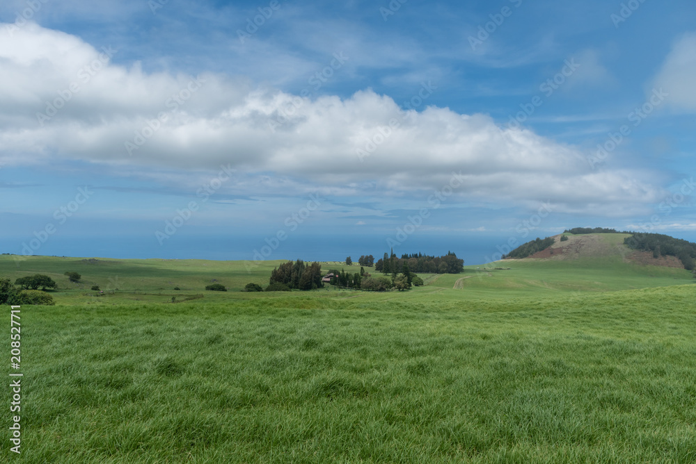 Panoramic view of the Kohala Coast on the Big Island of Hawaii taken from higher elevation