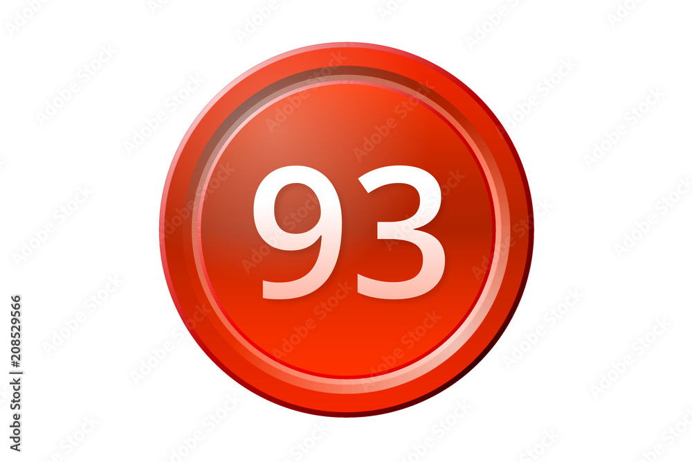 ninety-three number 93 red button ninety-three number 93 red button
