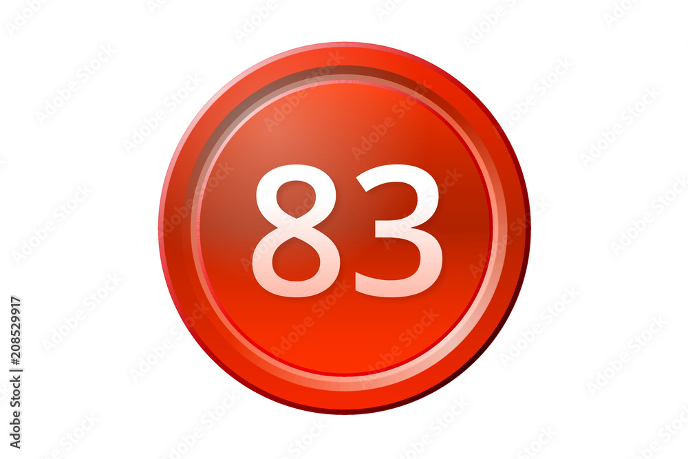 eighty-three number 83 red button eighty-three number 83 red button