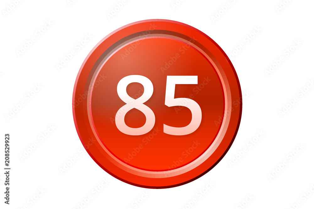 eighty-five number 85 red button eighty-five number 85 red button