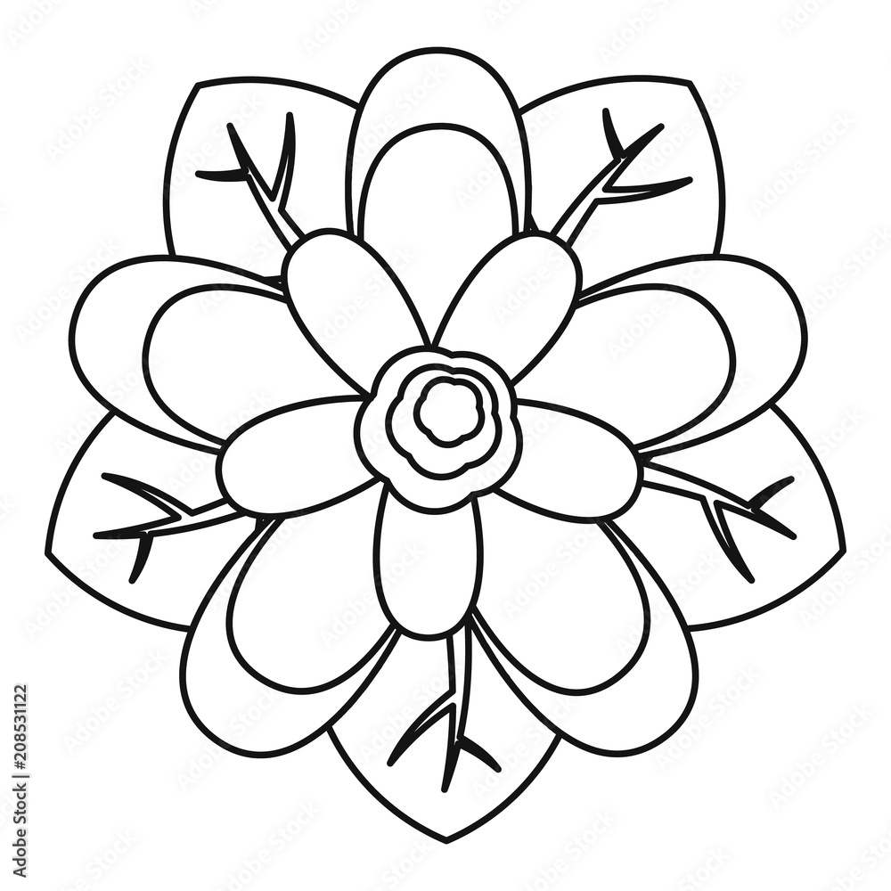 Flower icon in outline style isolated on white background vector illustration Flower icon in outline style isolated on white background vector illustration