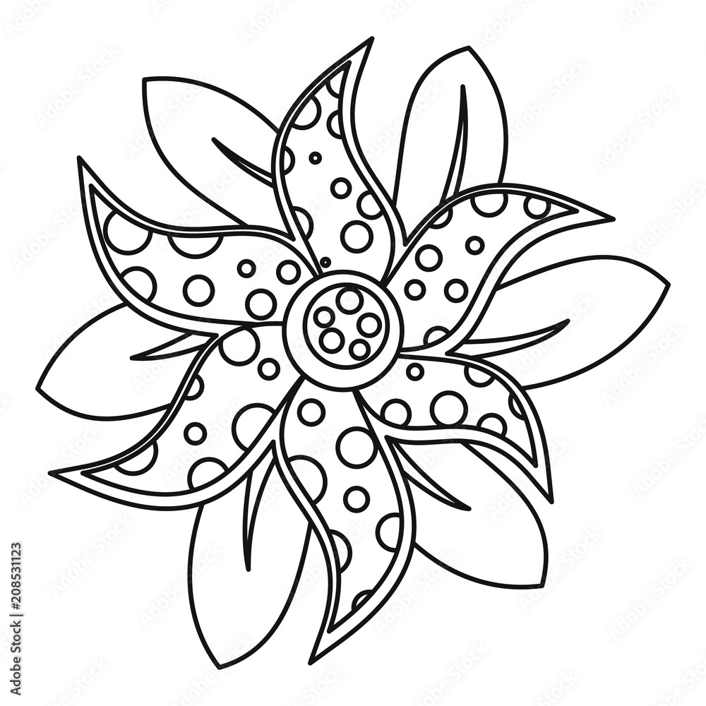Flower icon in outline style isolated on white background vector illustration Flower icon in outline style isolated on white background vector illustration