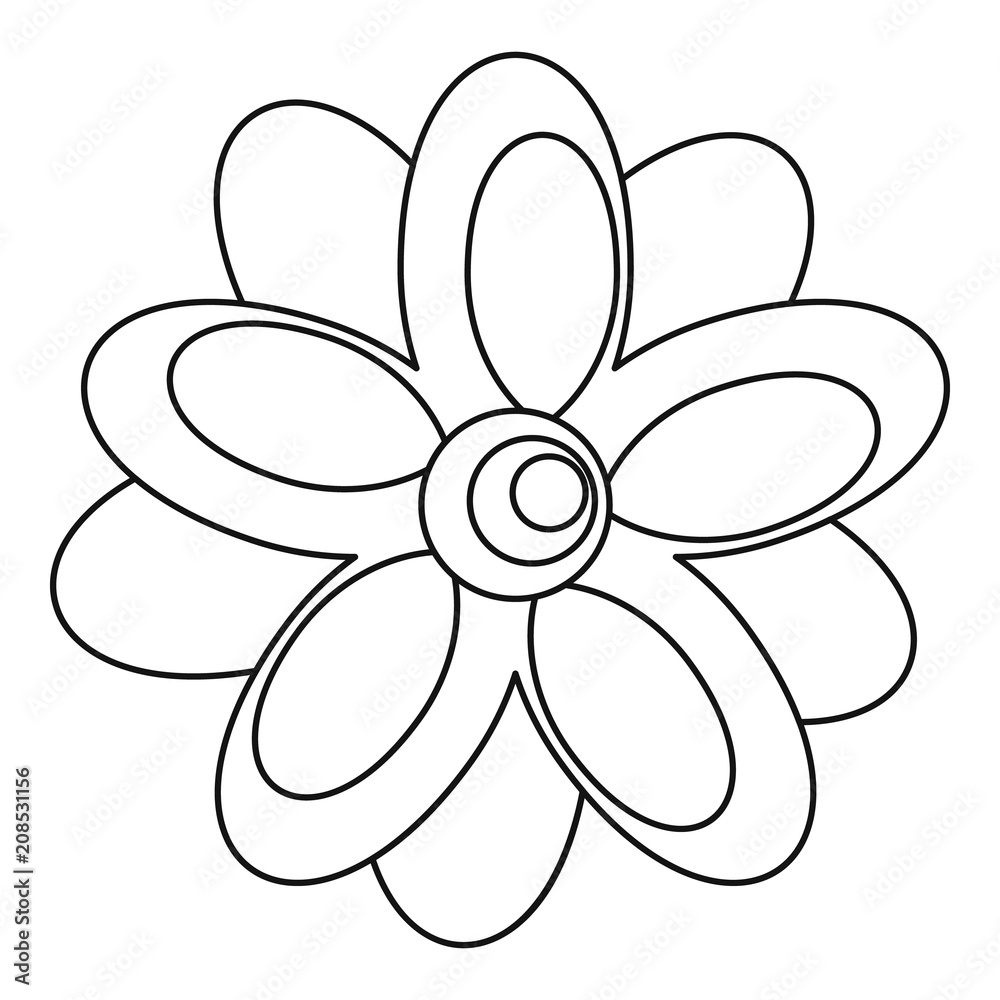 Flower icon in outline style isolated on white background vector illustration Flower icon in outline style isolated on white background vector illustration