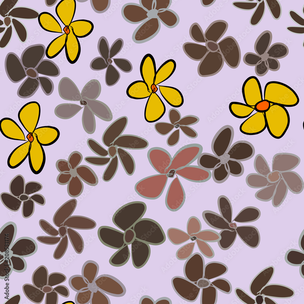Seamless abstract flower illustrations background. Drawing, cover, nature & canvas.