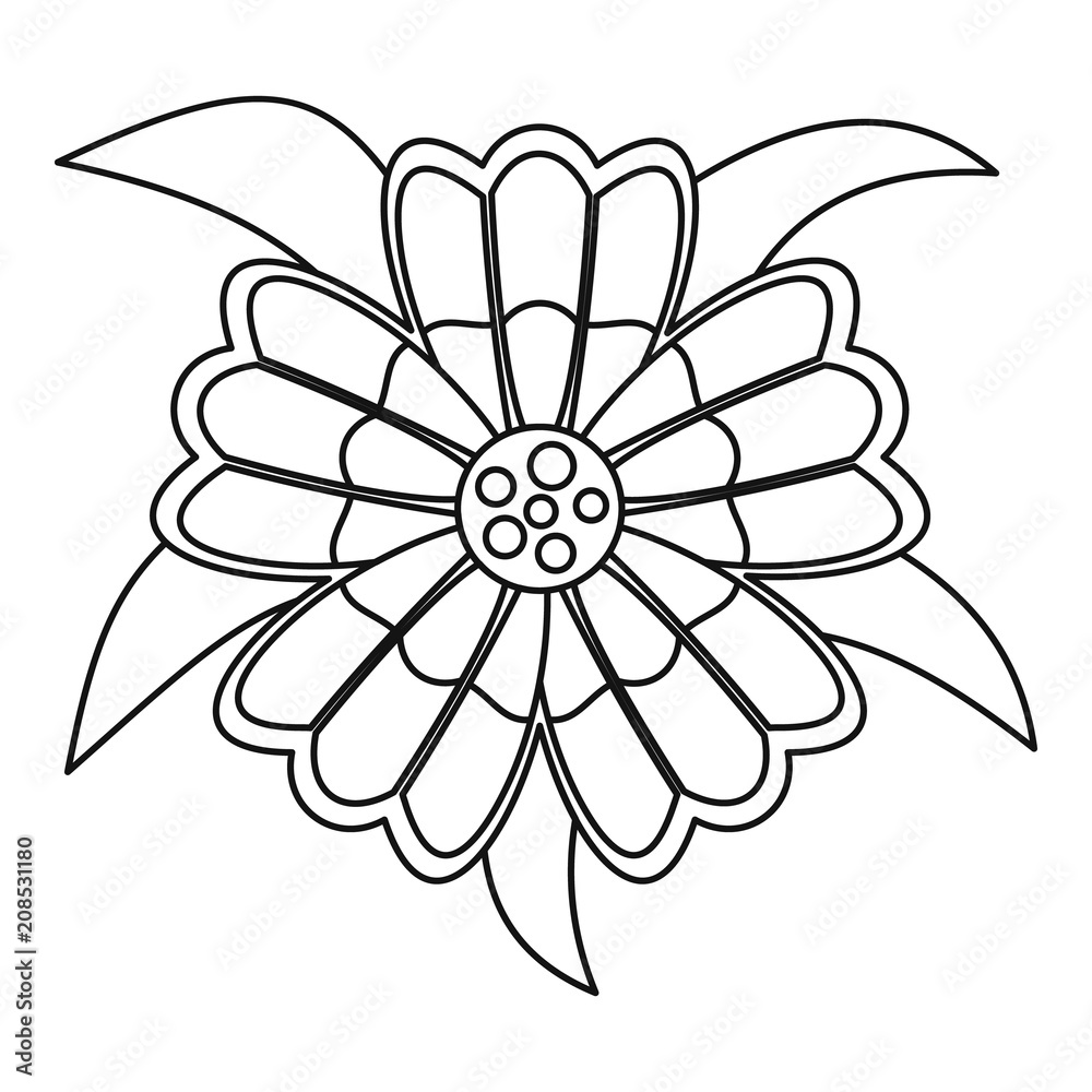 Flower icon in outline style isolated on white background vector illustration Flower icon in outline style isolated on white background vector illustration