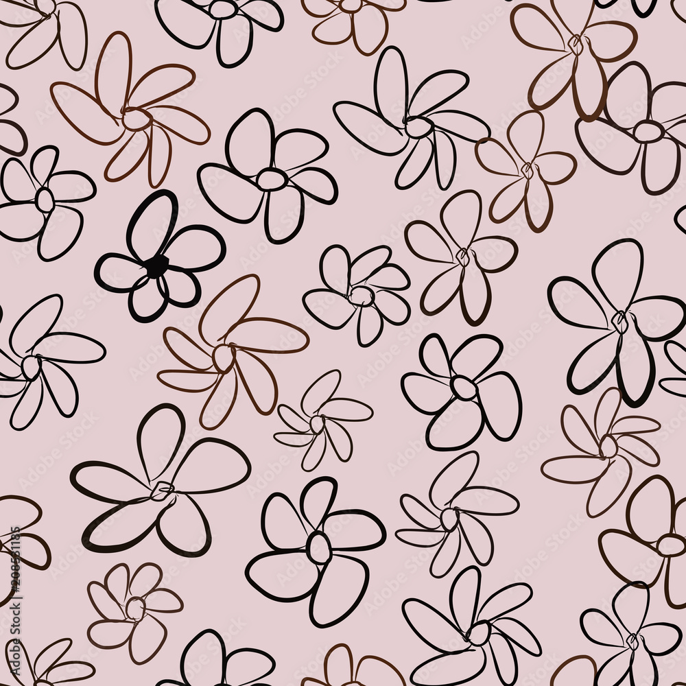 Seamless decorative hand drawn flower art illustrations. Style, template, surface & effect.