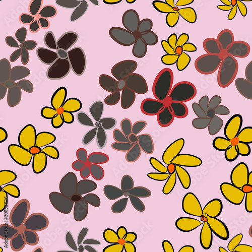 Seamless flower illustrations background abstract, hand drawn. Sketch, creative, digital & vector.