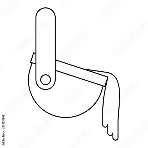 Molten metal poured from ladle icon in outline style isolated on white background vector illustration