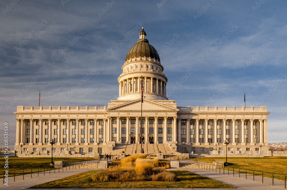 Capitol of Utah, frontal view of the capitol of the state of Utah in Salt Lake CIty. United States.