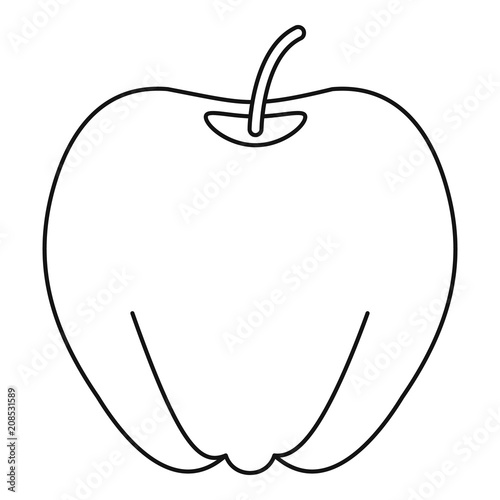 Ripe apple icon in outline style isolated on white background vector illustration
