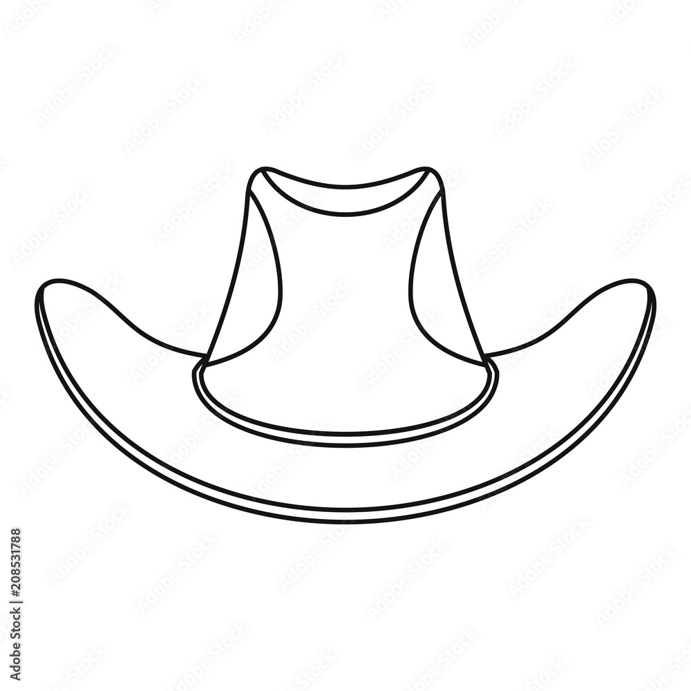 Cowboy Hat Line Icon Isolated On White Stock Illustration