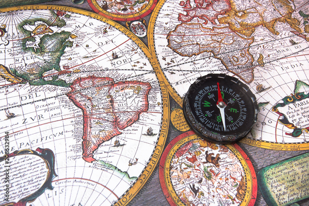 Compass on World Map