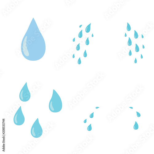 Tears set. Drop. Vector flat cartoon character icon design. Isolated on white background. Cry,tears concept