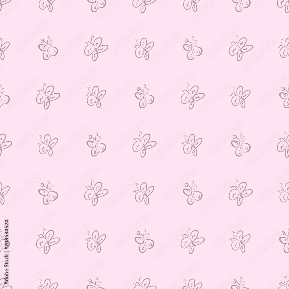 Seamless illustrations of butterfly. Pattern, details, messy & cover.