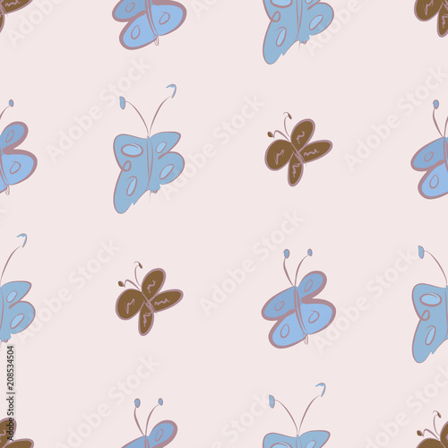 Seamless butterfly illustrations background abstract  hand drawn. Set  pattern  texture   art.
