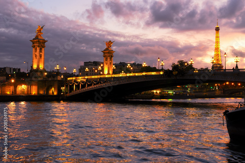 Bridge of Alexandre III and Eiffel tower, Paris, © neirfy
