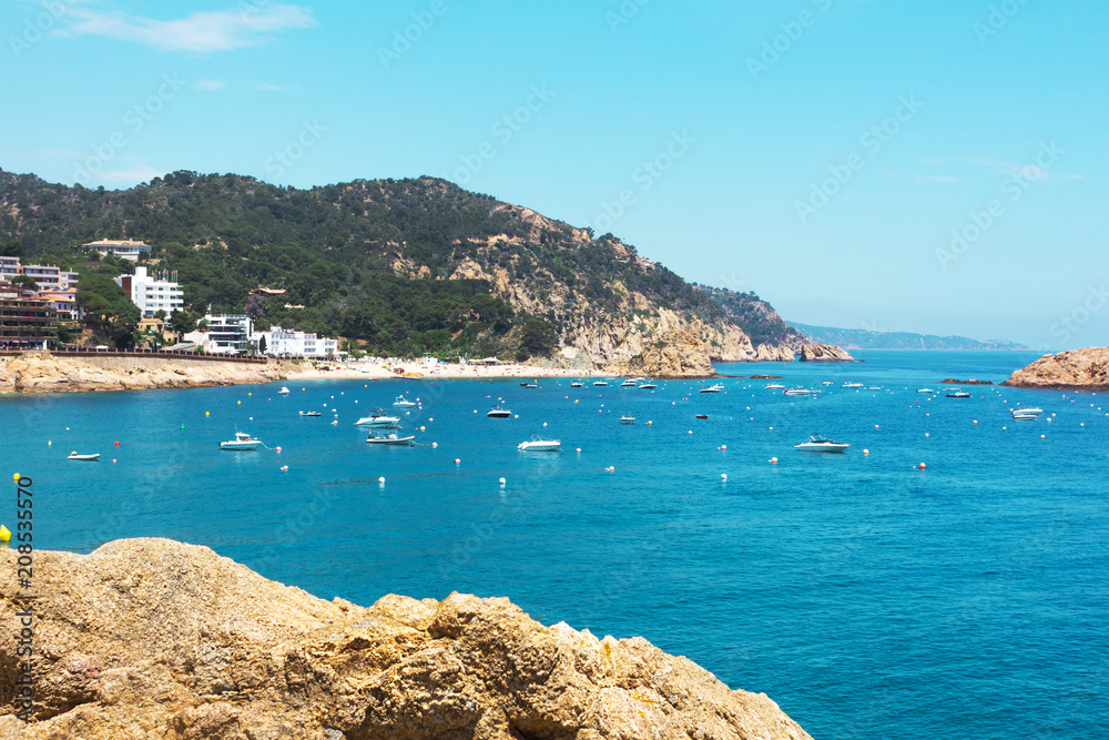 Tossa De Mar, Catalonia, Spain. Mediterranean coast at the Costa Brava. Beautiful seascape.