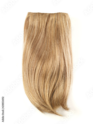 Blonde hair swatch on white background