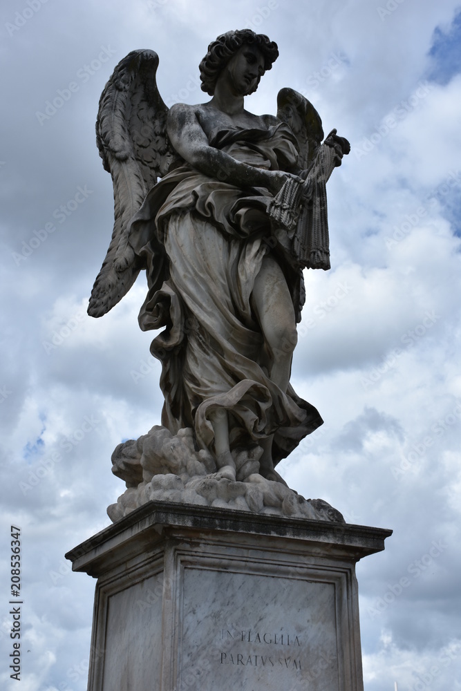 Rome, statues of the angels sculpted by pupils of Bernini in 1669 and placed on the S. Angelo bridge. Details and close-up