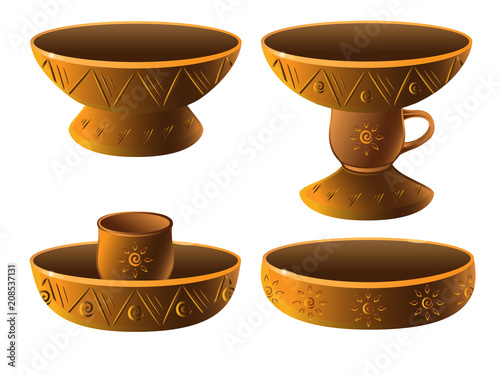 Candlesticks, clay, pottery. Supports for candles. Ethnic ceramics.