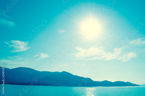 sunny light sky and water of ocean sea nature summer background