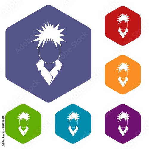Singer icons set hexagon isolated vector illustration
