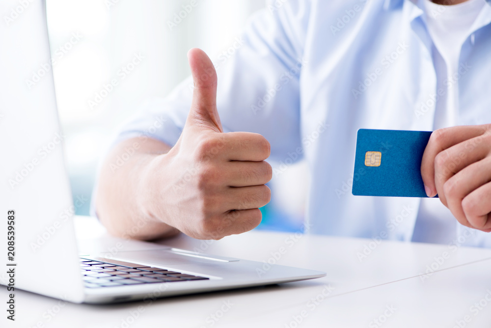 Concept on online payments with credit card Concept on online payments with credit card