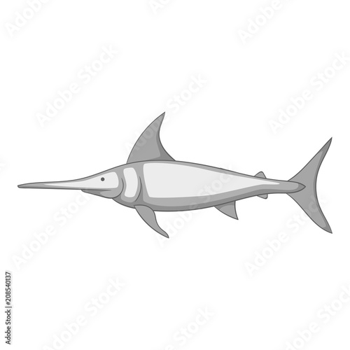 Swordfish icon in monochrome style isolated on white background vector illustration