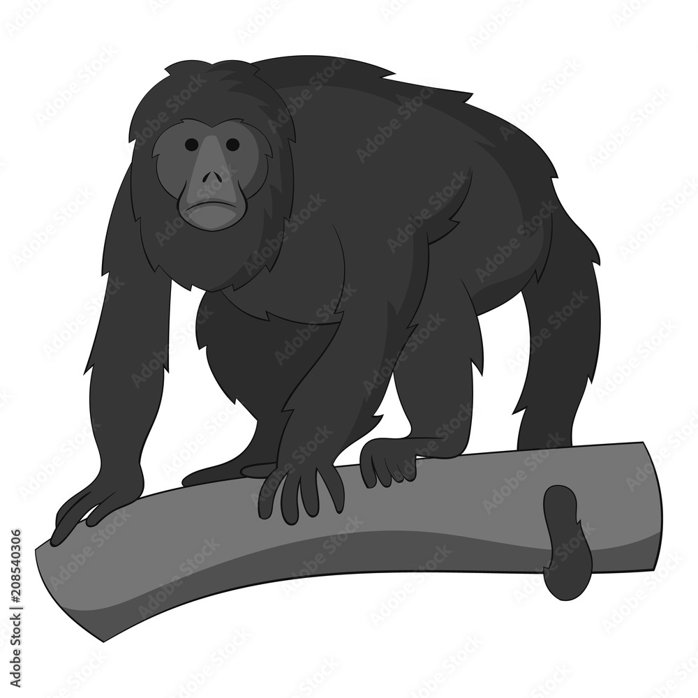 Obraz premium Gibbon icon in monochrome style isolated on white background vector illustration