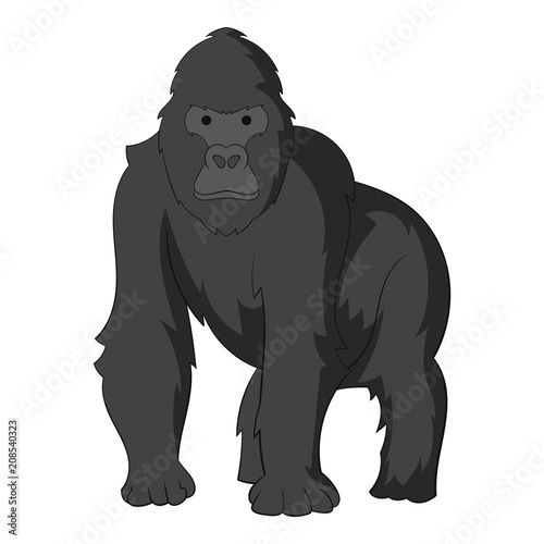 Gorilla icon in monochrome style isolated on white background vector illustration